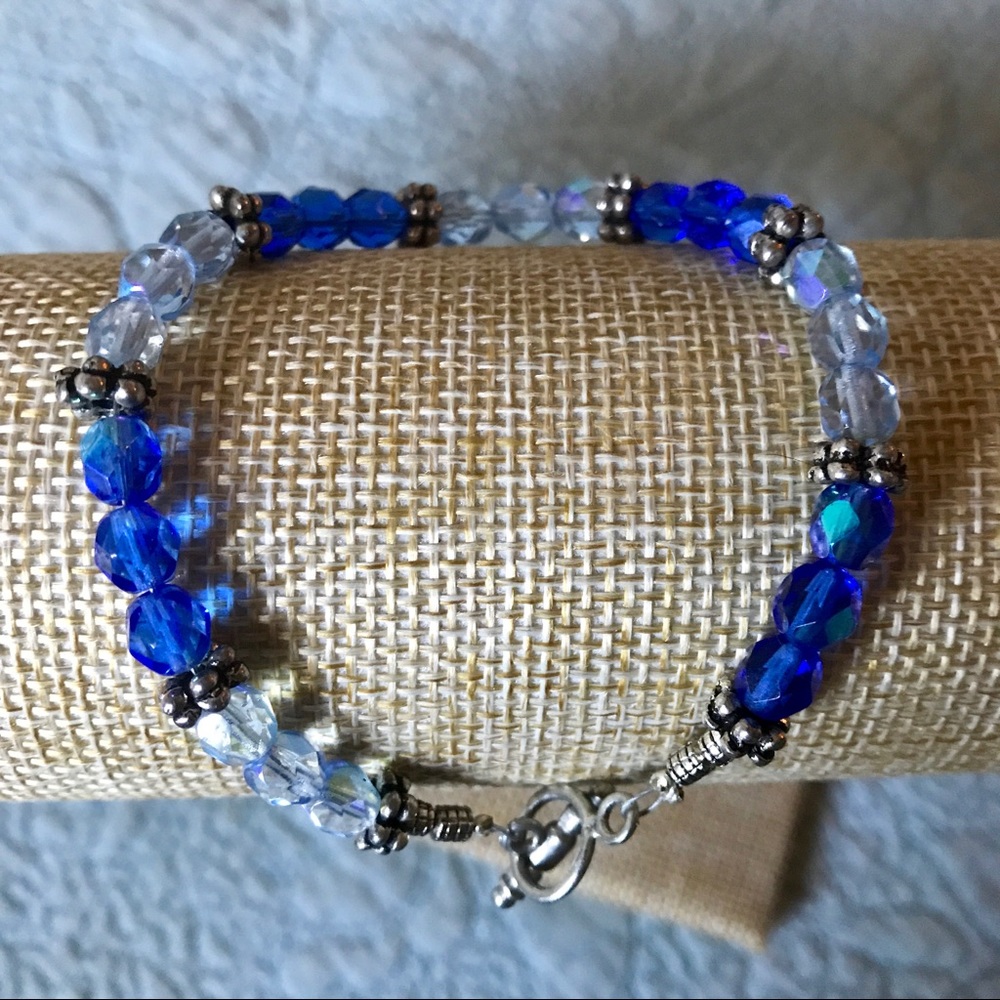 Royal Blue & Sky Blue Beaded Bracelet